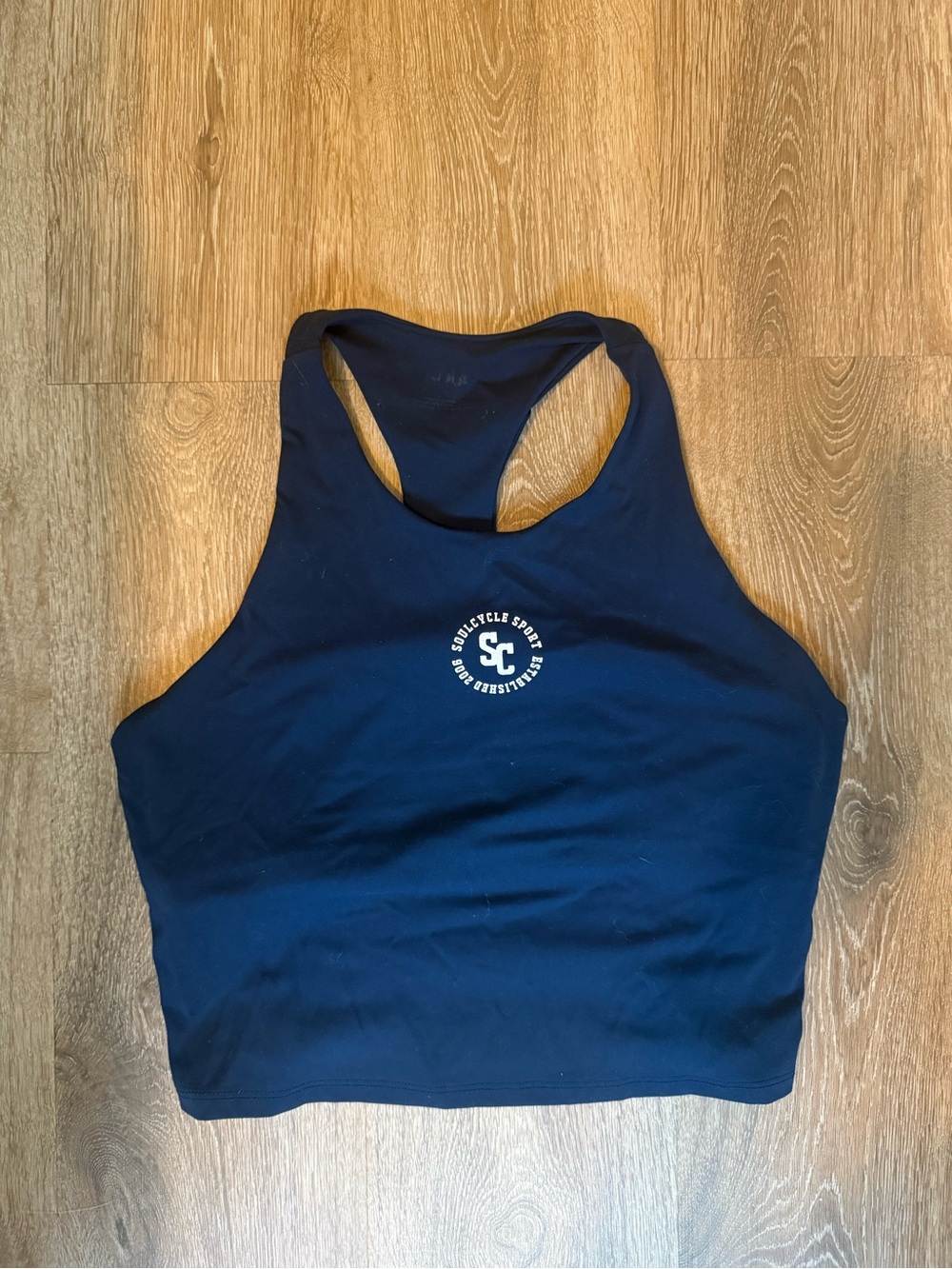 High-Neck Racerback Crop Tank Top - Navy Soul Cycle